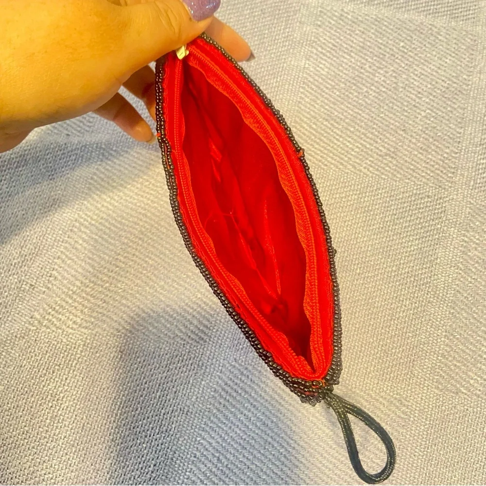 Hand Made Thailand Red Beaded Clutch
